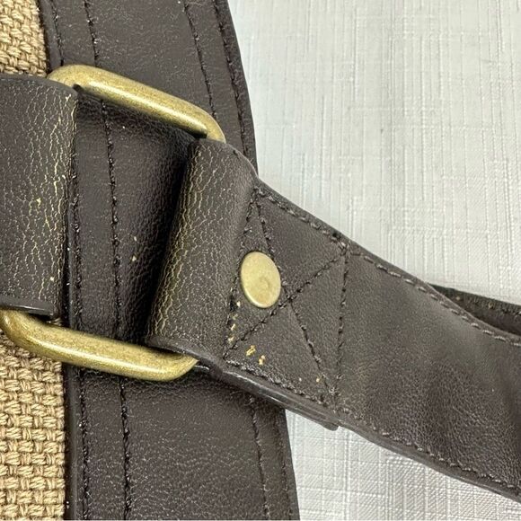 Burton Canvas and Vegan Leather Satchel Shoulder Bag Purse - Picture 14 of 15